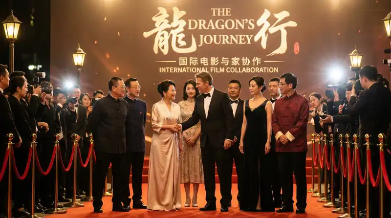 妖精视频国际电影首映红毯活动，中外影星盛装出席合影留念